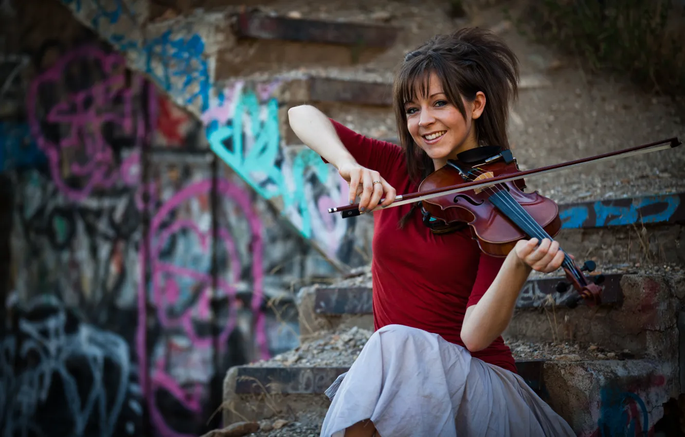 Фото обои девушка, скрипка, violin, Линдси Стирлинг, Lindsey Stirling, скрипачка