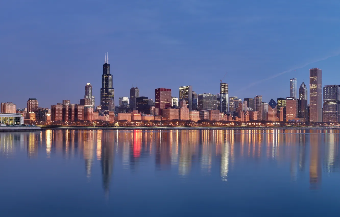 Фото обои здания, небоскребы, Чикаго, америка, сша