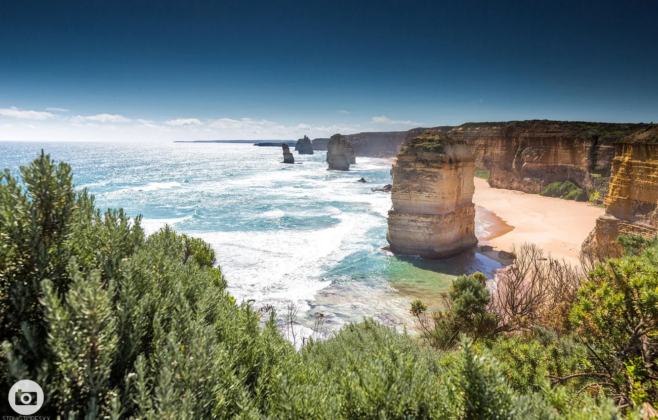 Фото обои пейзаж, закат, природа, океан, скалы, Виктория, Австралия, национальный парк