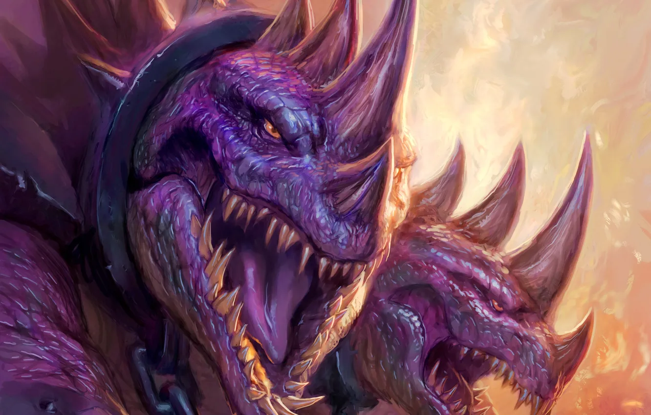 Фото обои дракон, зубы, арт, шипы, WoW, World of Warcraft, цепи, кандалы