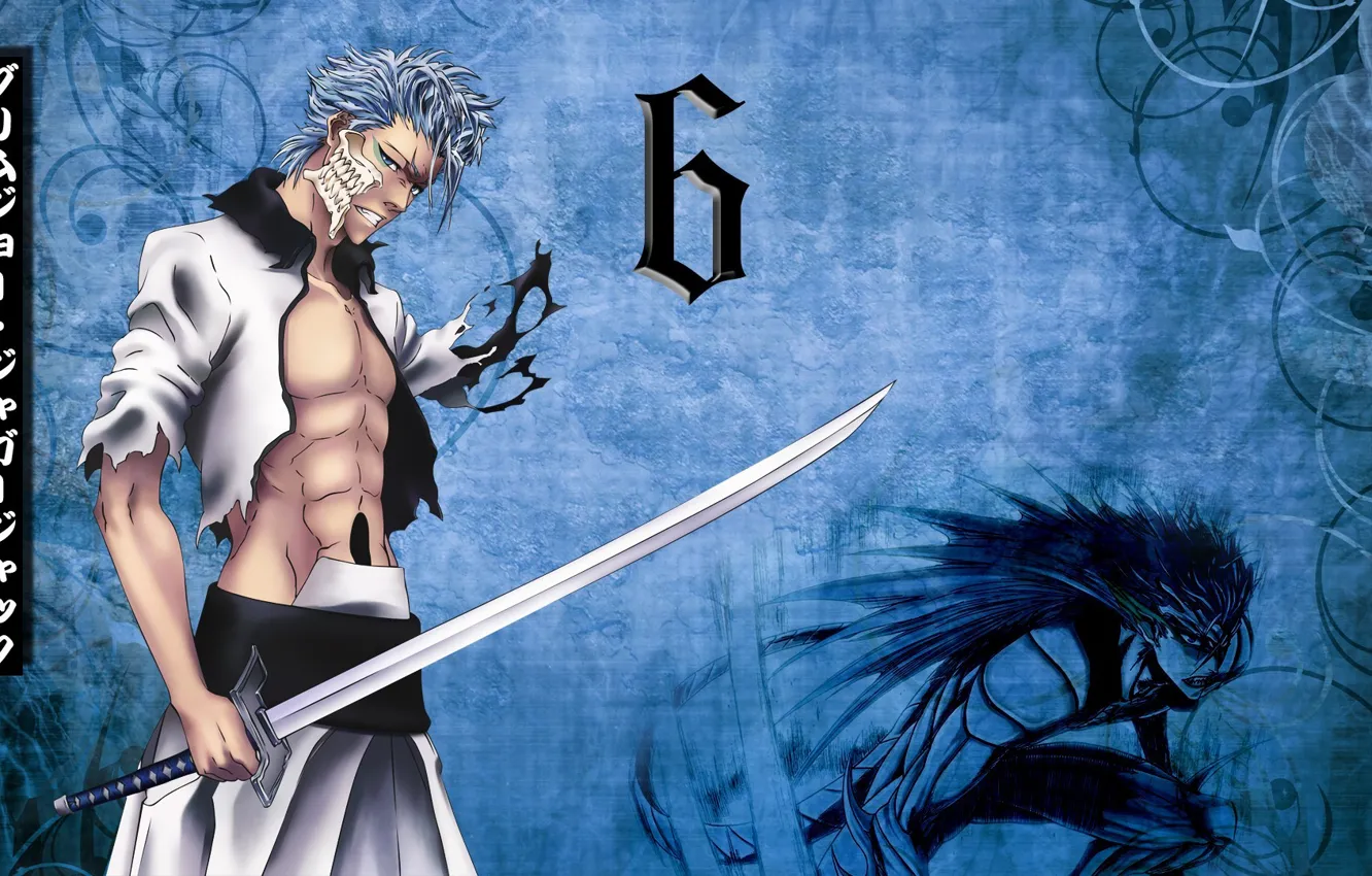 Фото обои sword, game, Bleach, soldier, blue, anime, katana, man