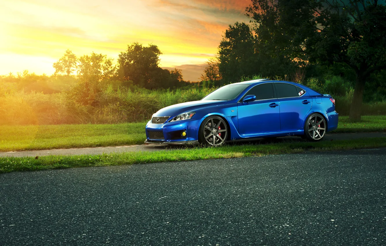 Фото обои Lexus, блик, blue, sun, profile, IS F