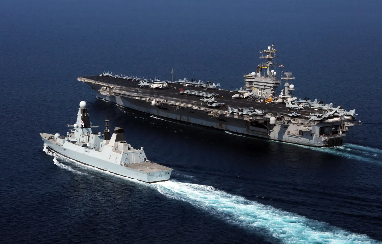 Фото обои оружие, корабли, USS Dwight D. Eisenhower, HMS Diamond