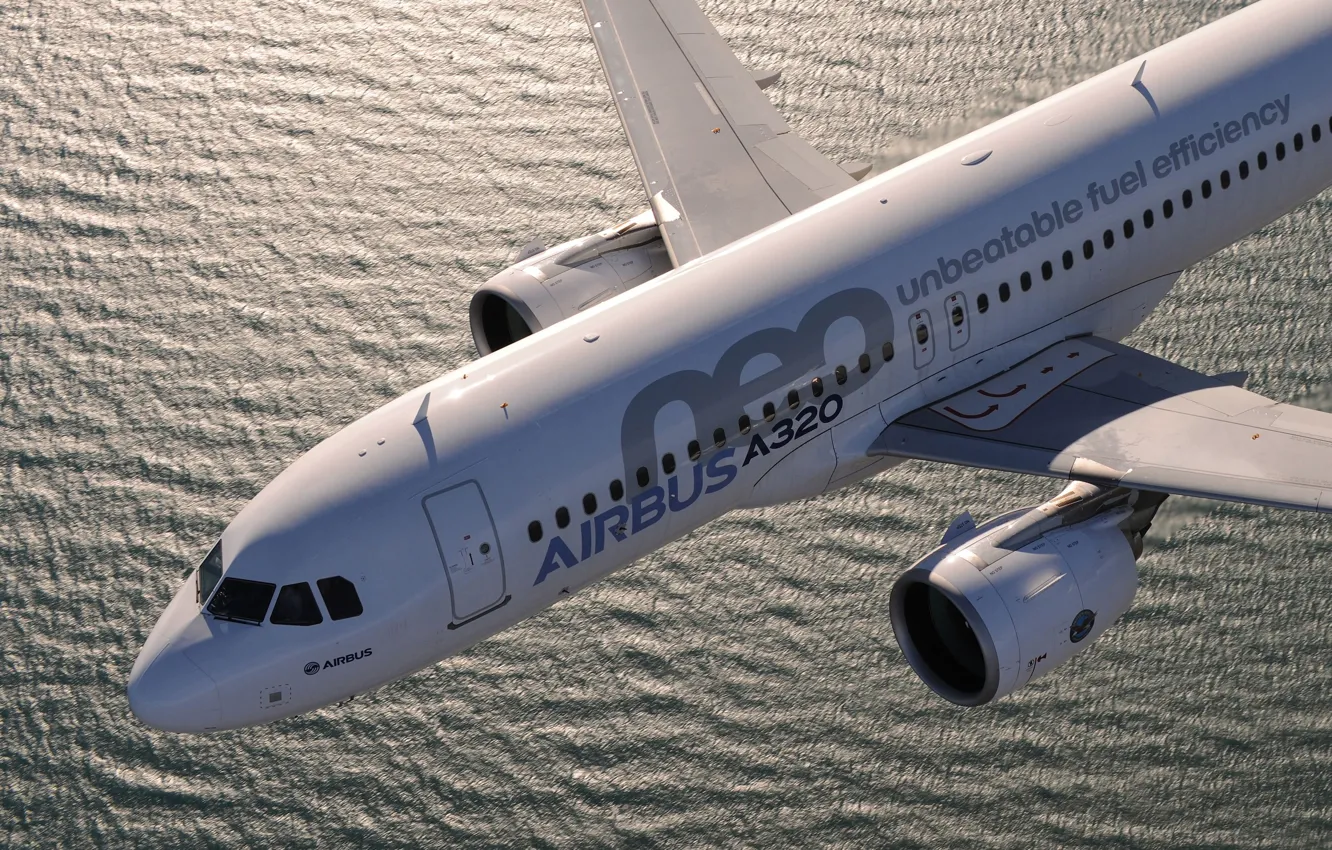 Фото обои Море, Airbus, Авиалайнер, Airbus A320, A320, Airbus A320neo