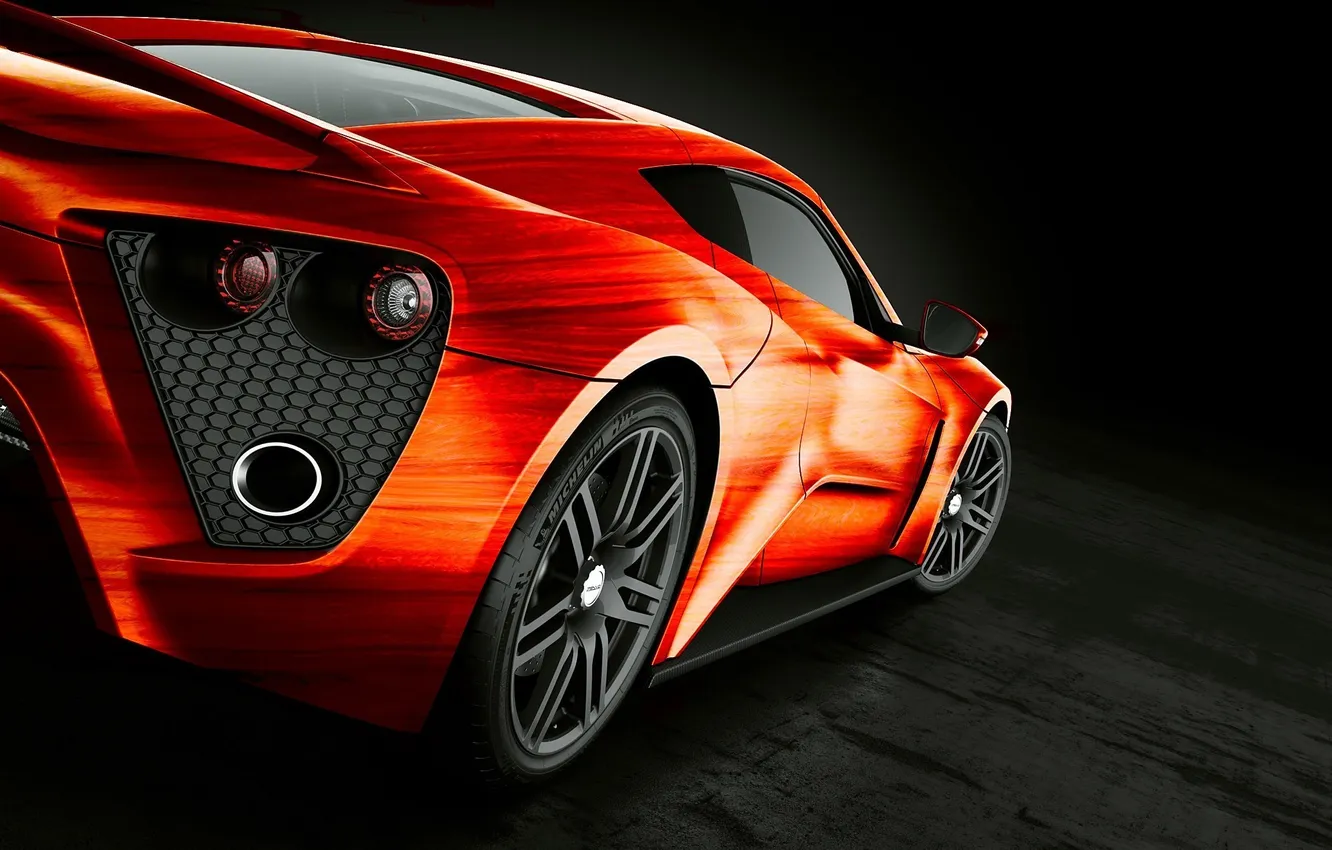 Фото обои оранжевый, фары, ST1, Zenvo