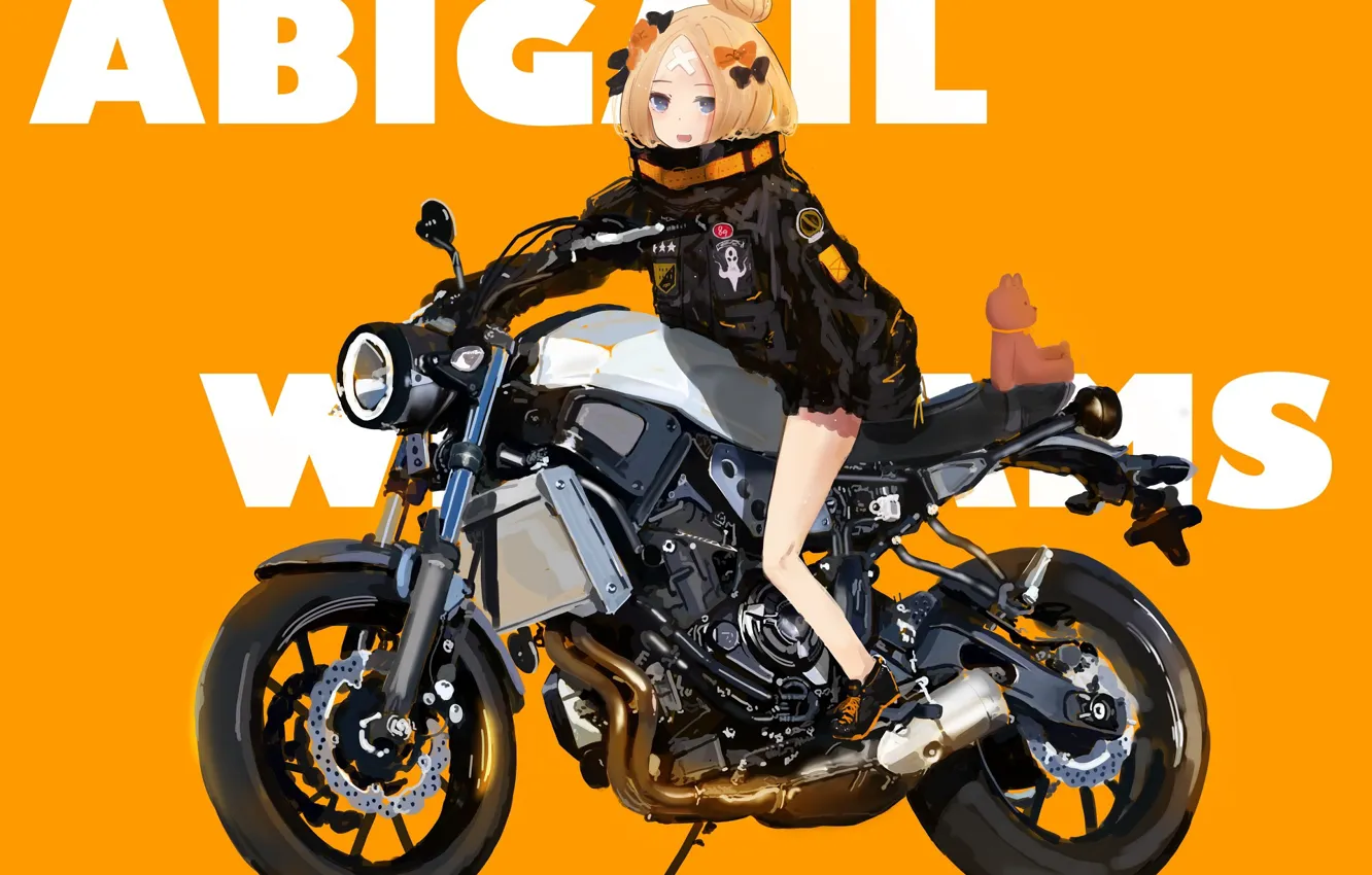 Фото обои мишка, мотоцикл, девочка, Fate / Grand Order, Судьба великая кампания