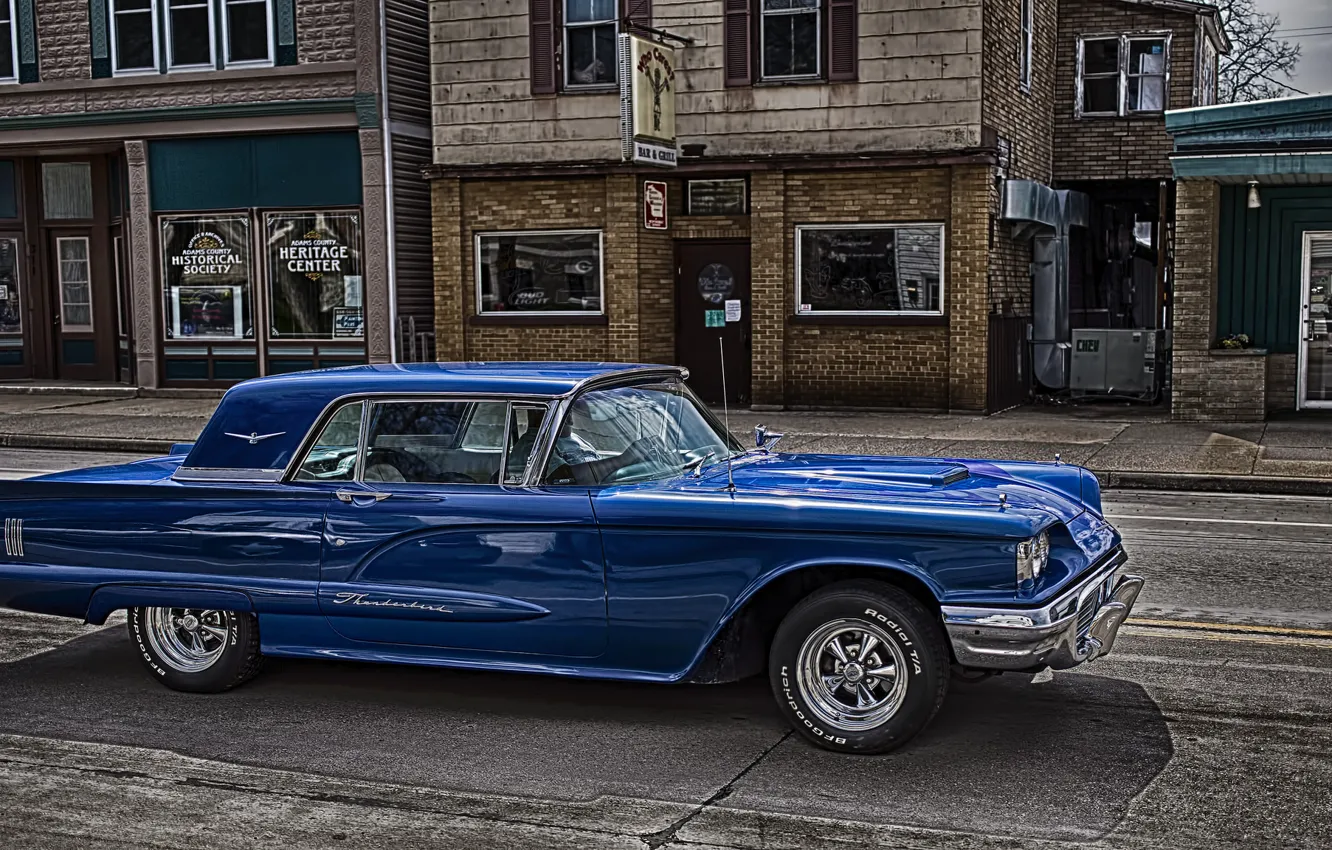 Фото обои синий, HDR, Ford, Форд, 1959, Thunderbird, Тандебёд