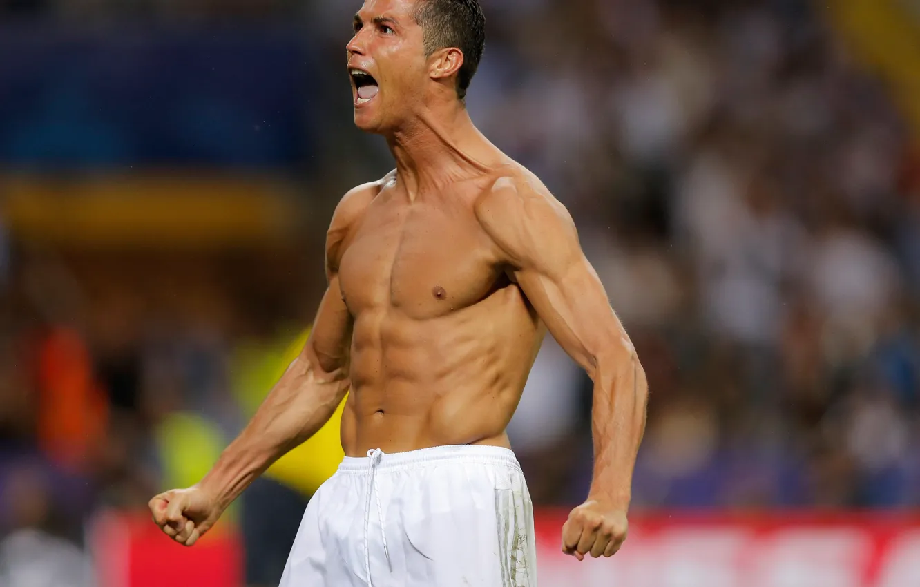 Фото обои радость, футбол, победа, форма, Cristiano Ronaldo, футболист, крик, football