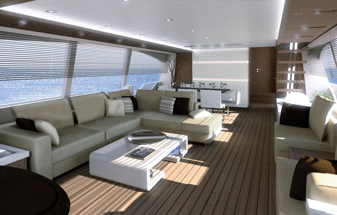 Фото обои luxury, salon, motor, yacht Ferretti-870