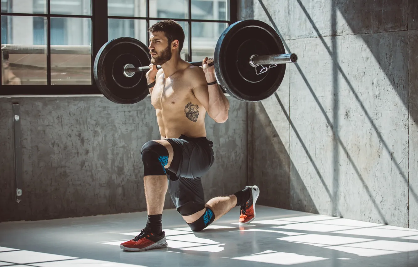 Фото обои muscle, мышцы, штанга, тренажерный зал, gym, Weights, powerlifting, barbell