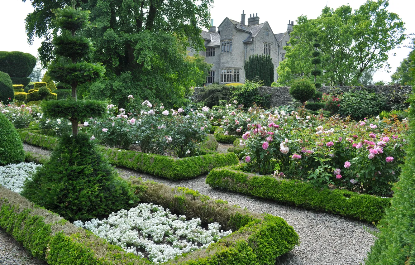Фото обои цветы, дизайн, замок, сад
