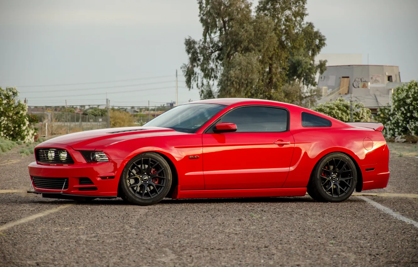 Фото обои mustang, red, wheels, ford, black