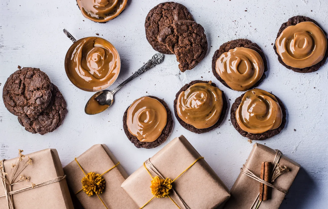 Фото обои шоколад, печенье, крем, десерт