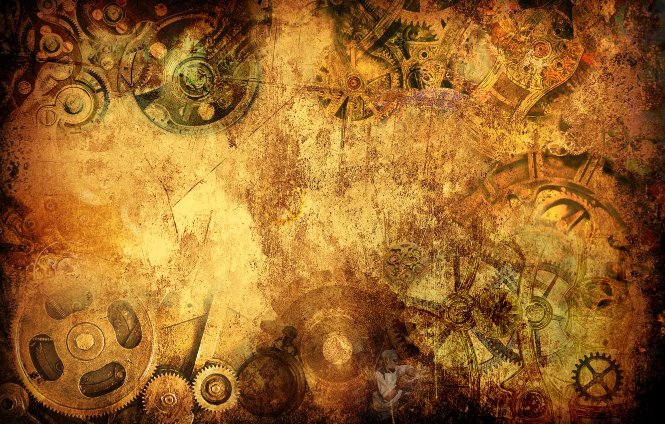 Фото обои стиль, обои, часы, стимпанк, wallpaper, grunge, steampunk, watch