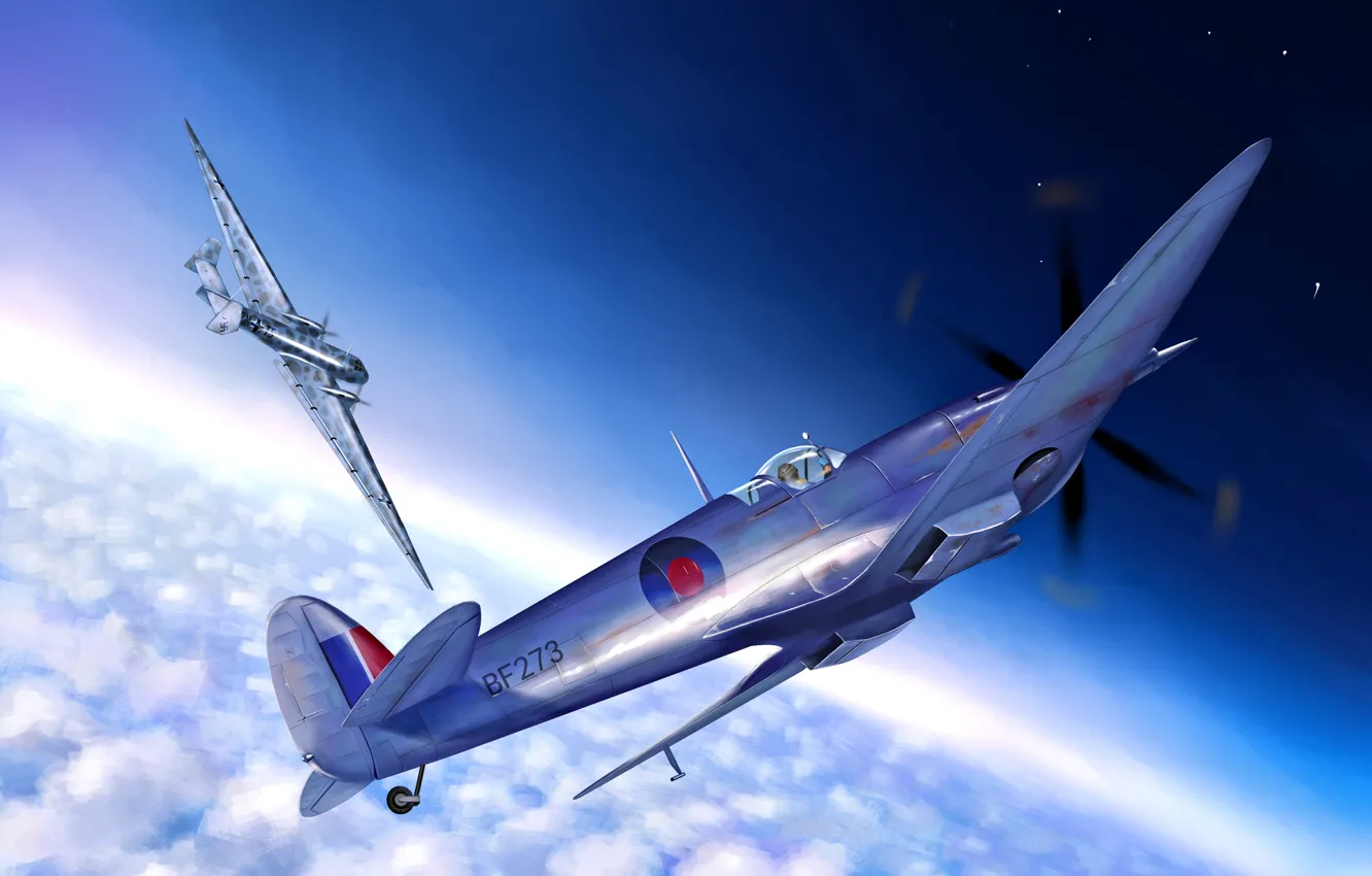 Фото обои истребитель, британский, Junkers, RAF, Luftwaffe, средний, Вторая Мировая война, Supermarine