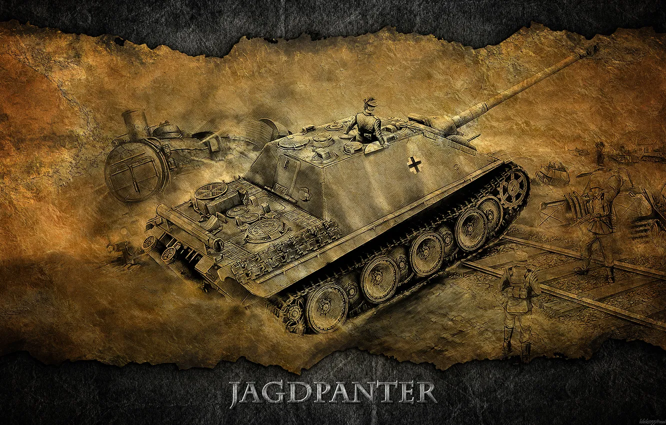 Фото обои Германия, арт, танк, танки, WoT, Jagdpanther, World of Tanks, пт-сау