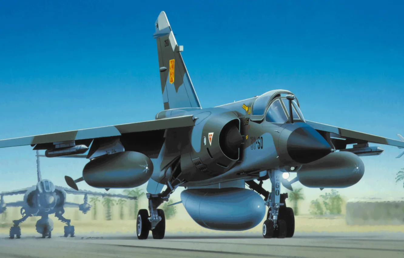 Фото обои war, airplane, painting, aviation, jet. art, Dassault Mirage F1