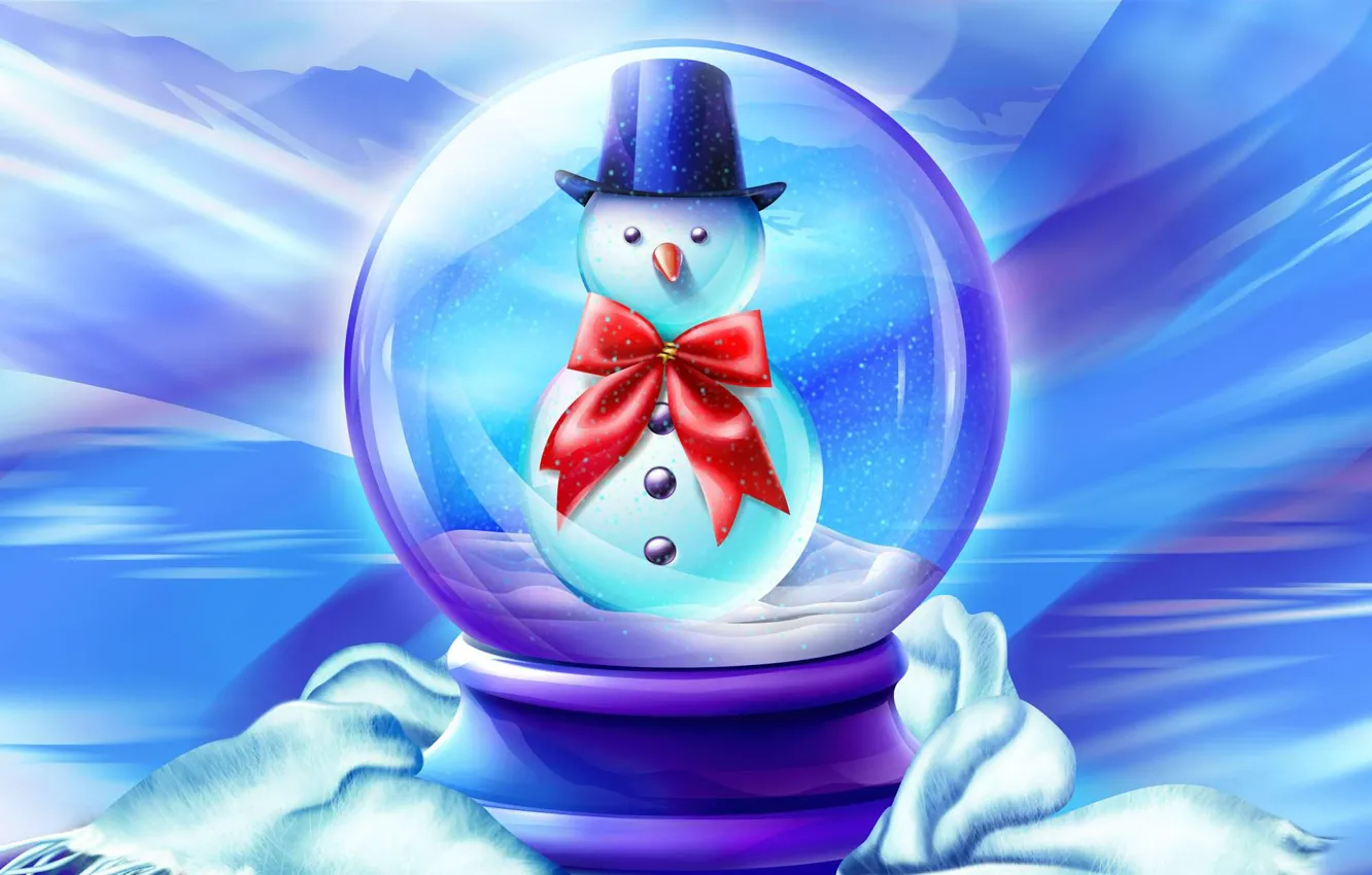 Фото обои зима, снег, детство, новый год, рождество, сказка, снеговик