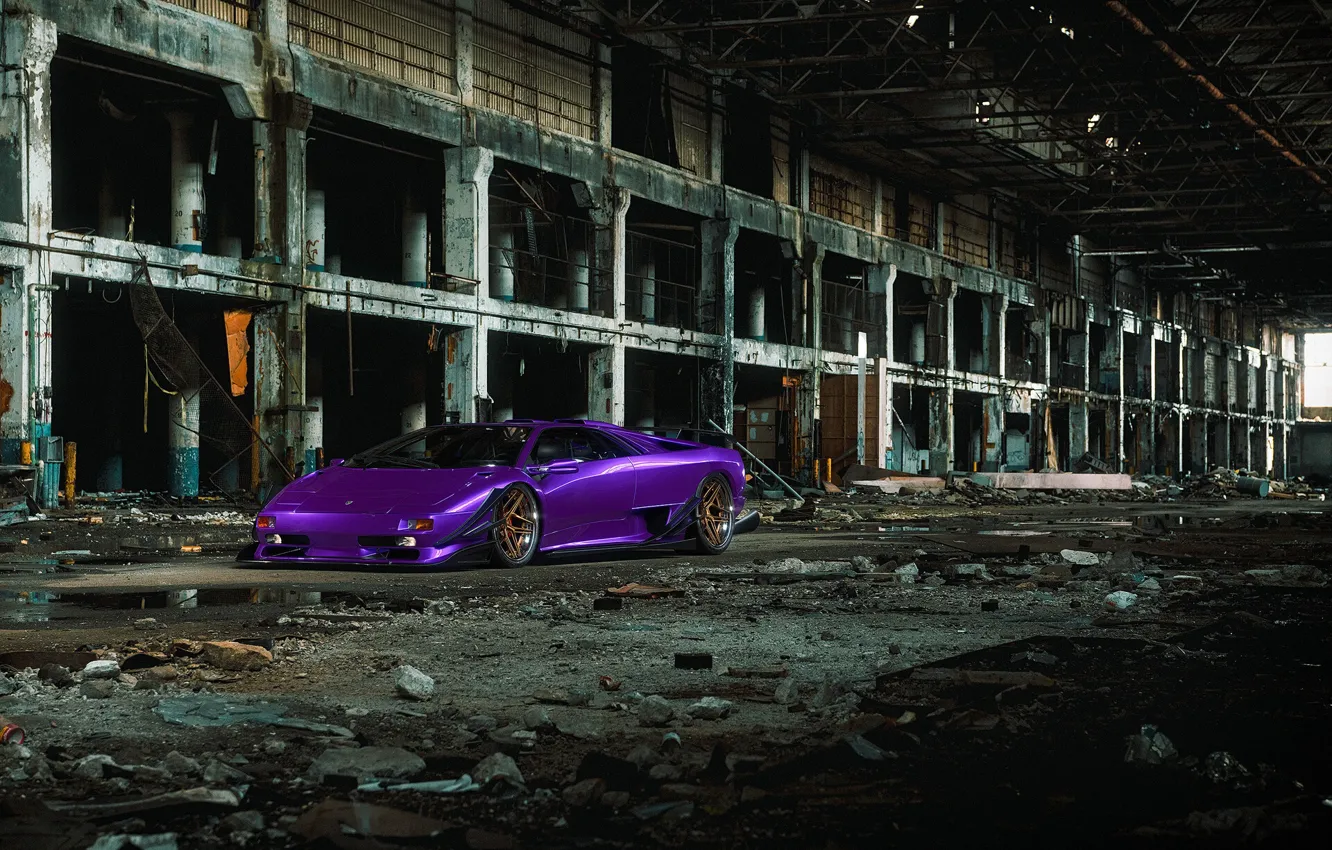 Фото обои Авто, Lamborghini, Машина, Car, Фиолетовый, Автомобиль, Render, Diablo