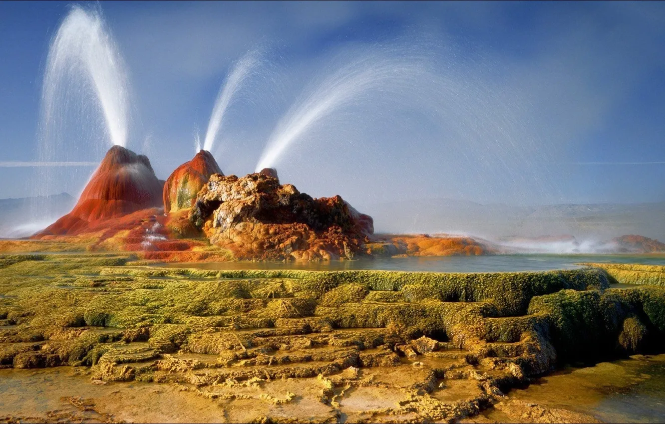 Фото обои USA, Nature, landscapes, Fly Geyser, geyser