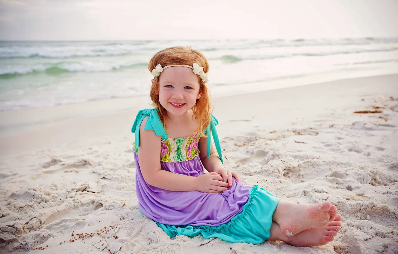 Фото обои песок, пляж, девочка