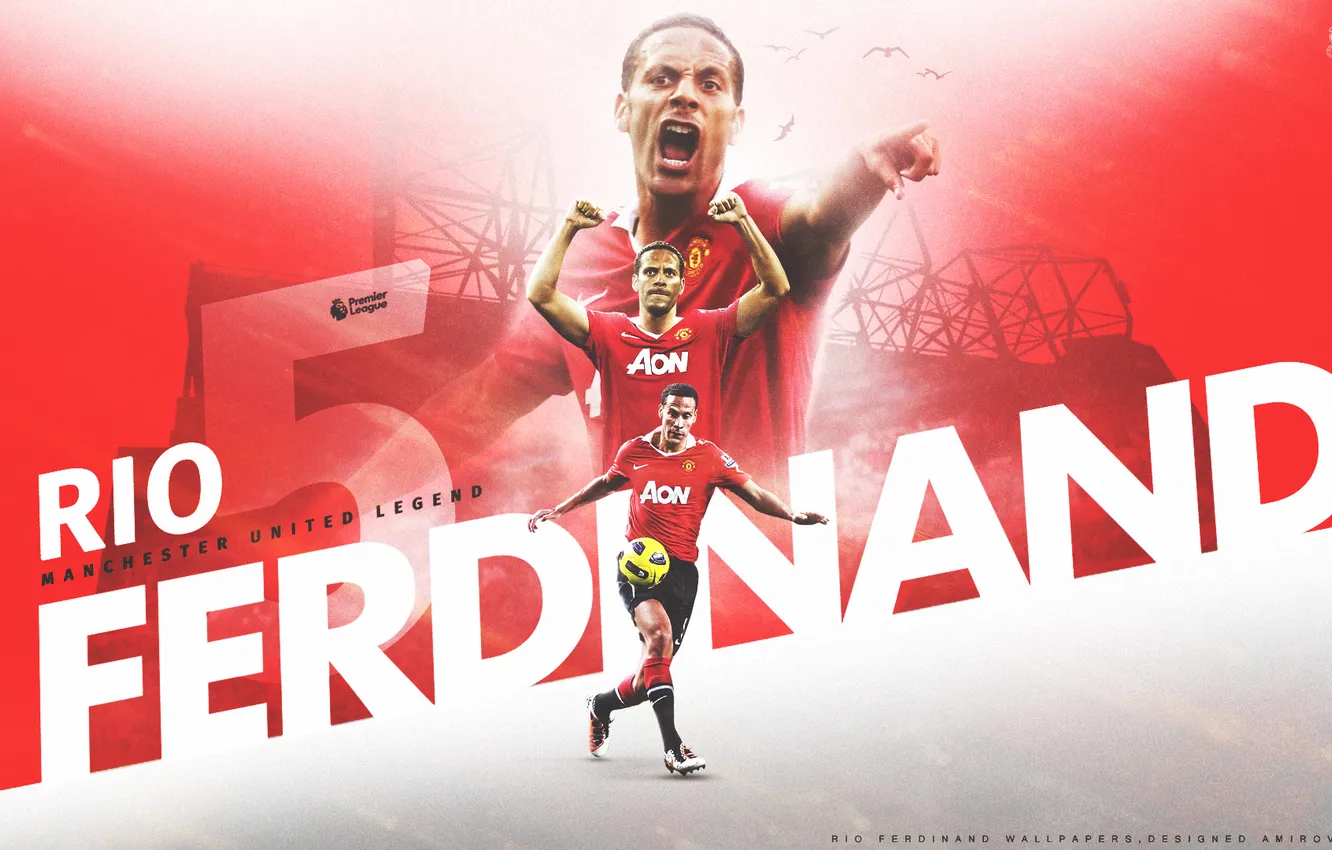 Фото обои Legend, Football, Manchester United, Soccer, Defender, Ferdinand, Manchester, United