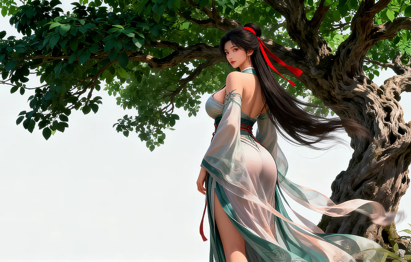 Фото обои girl, walk, asian, ai art