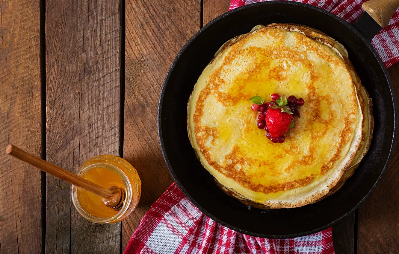 Фото обои ягоды, клубника, блины