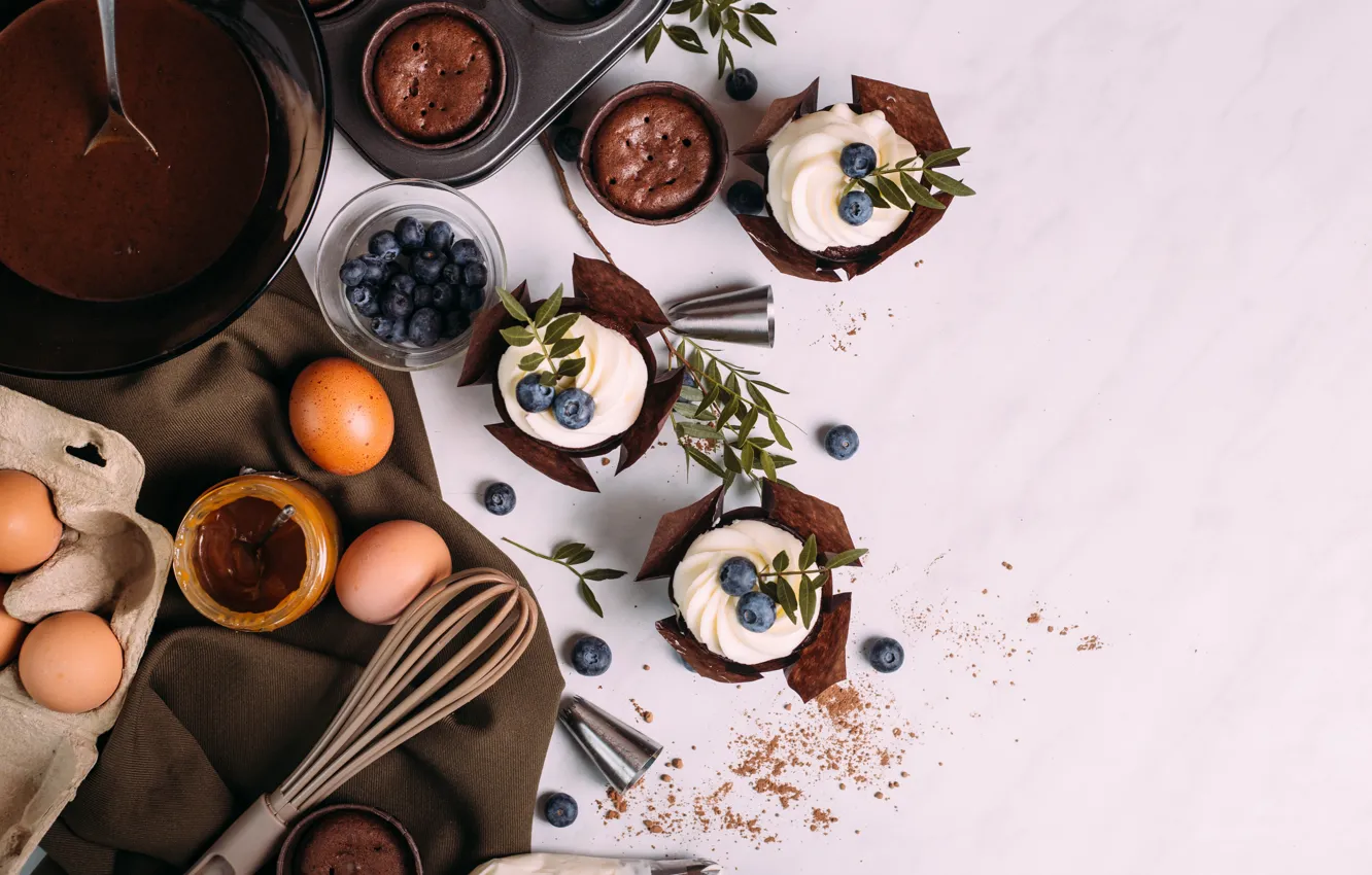 Фото обои ягоды, выпечка, кексы