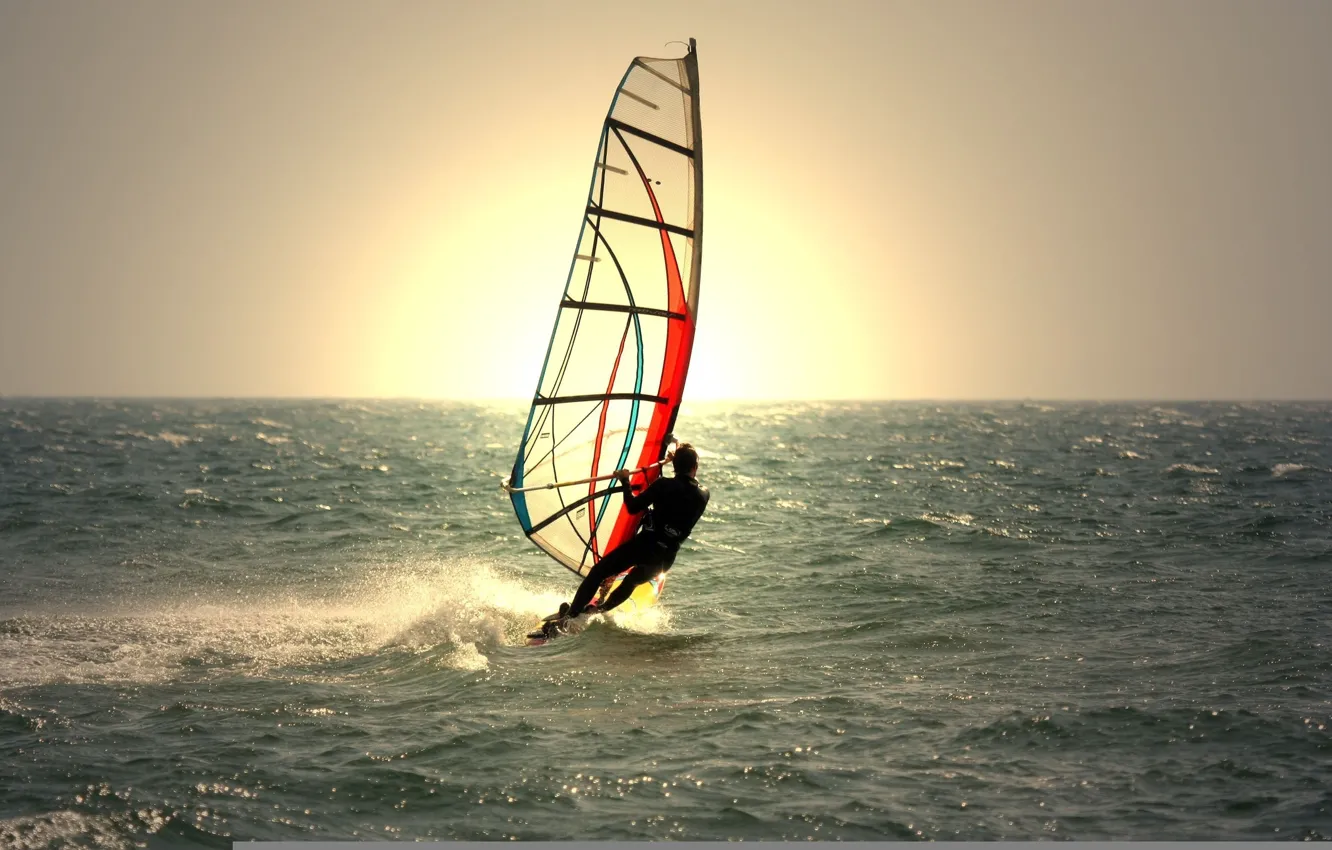 Фото обои water, man, equipment, windsurfing