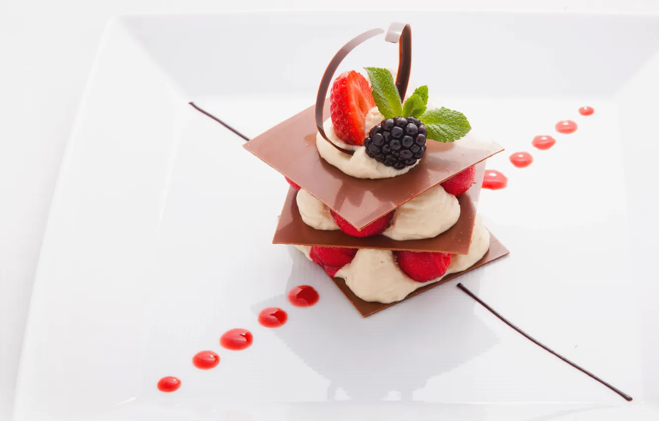 Фото обои шоколад, клубника, desert, крем, десерт, ежевика, chocolate, strawberry