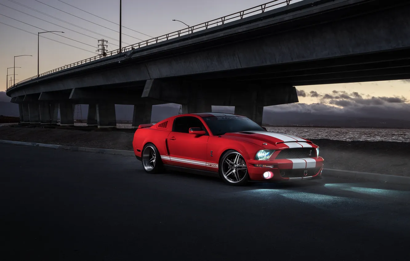 Фото обои Mustang, Ford, Shelby, GT500, Muscle, Light, Red, Car