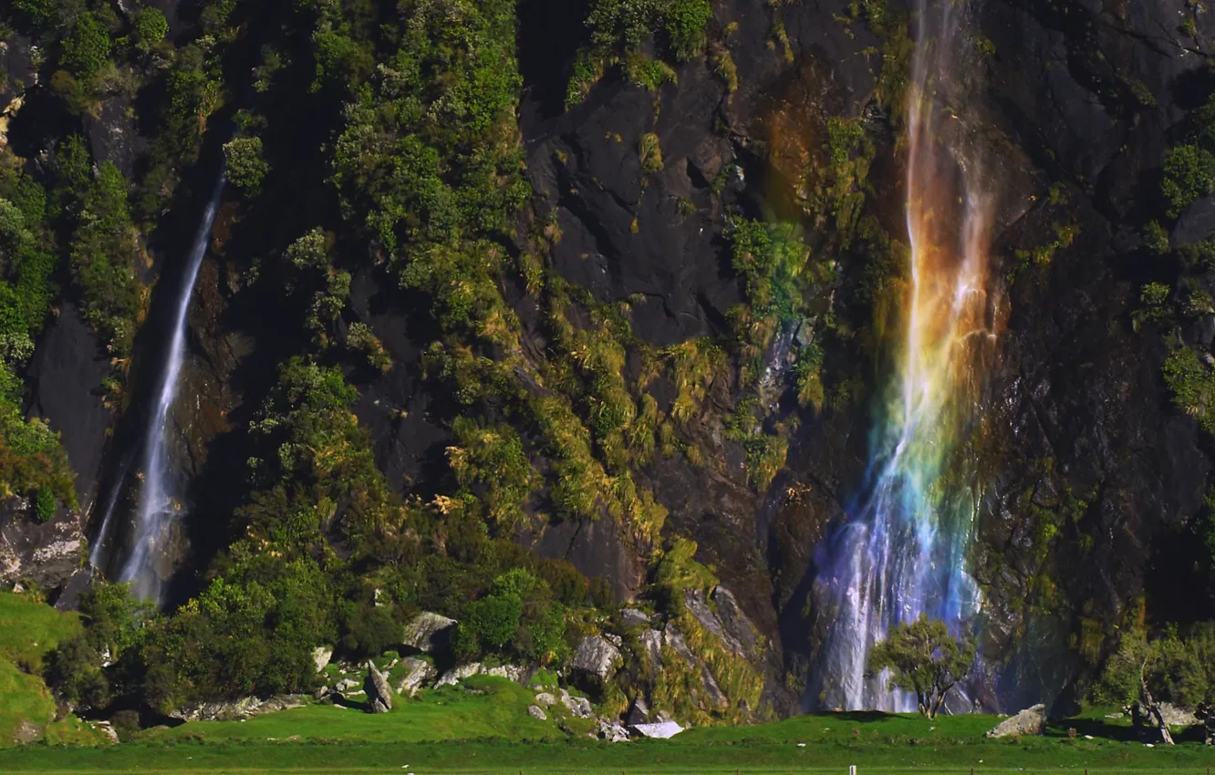 Фото обои скалы, водопад, Новая Зеландия, Южный остров, Mount Aspiring National Park