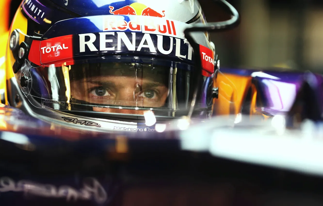 Фото обои Взгляд, Обои, Формула 1, Formula 1, Red Bull, Vettel, Болид, Wallpaper