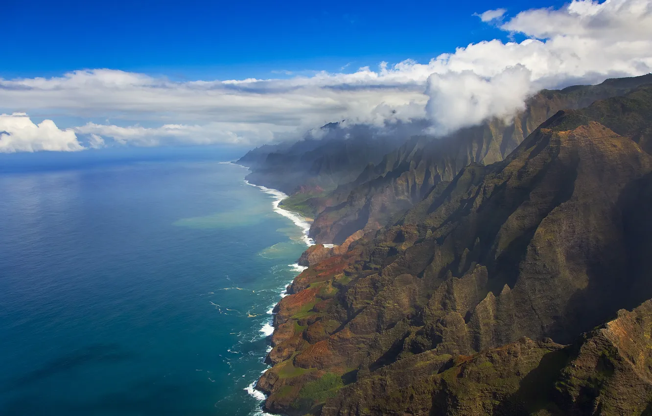 Фото обои море, облака, скалы