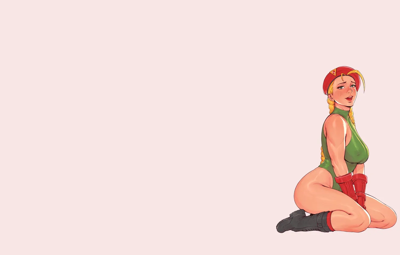 Фото обои blonde, hand, thighs, kneeling, bangs, Cammy White, video game girls