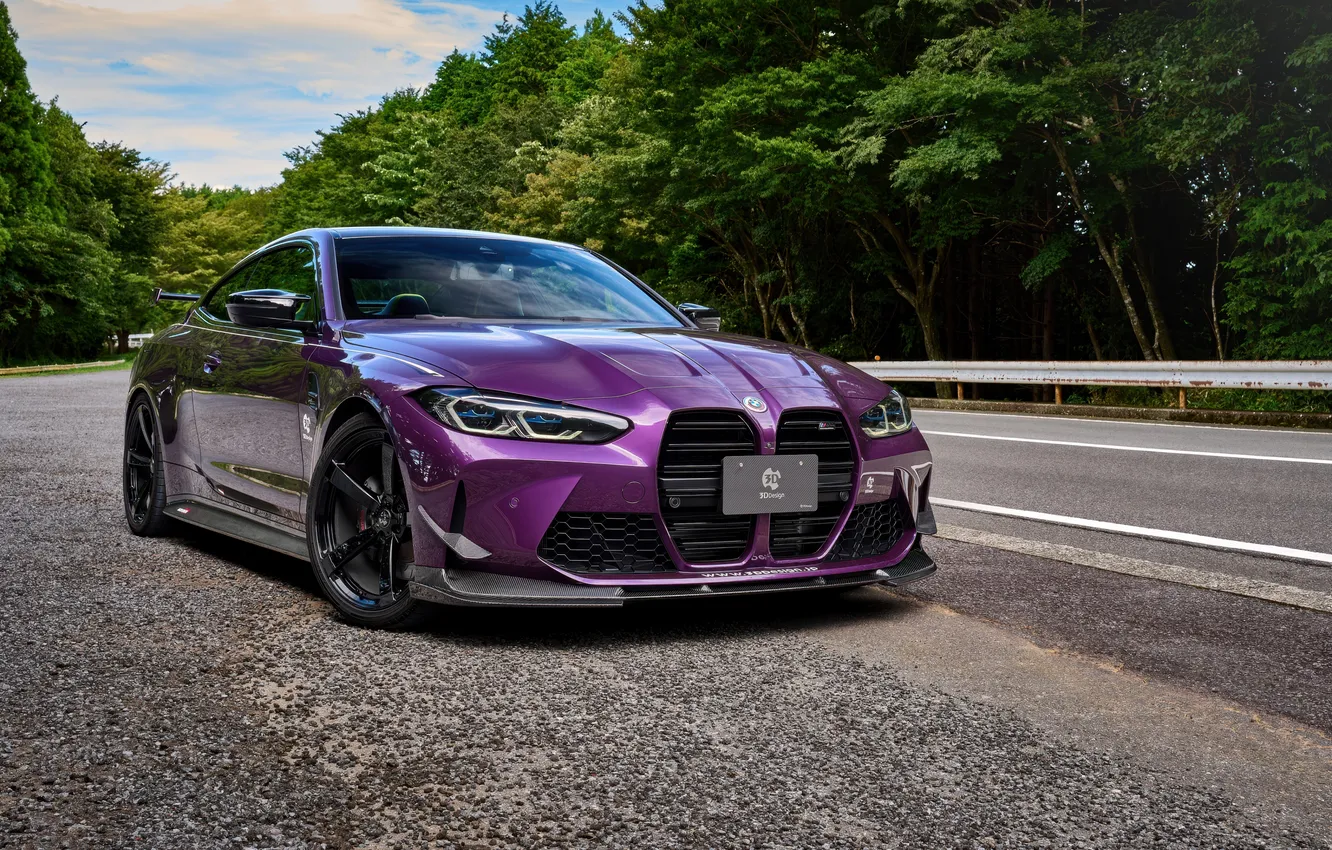 Фото обои BMW, road, purple, BMW M4, 3D Design