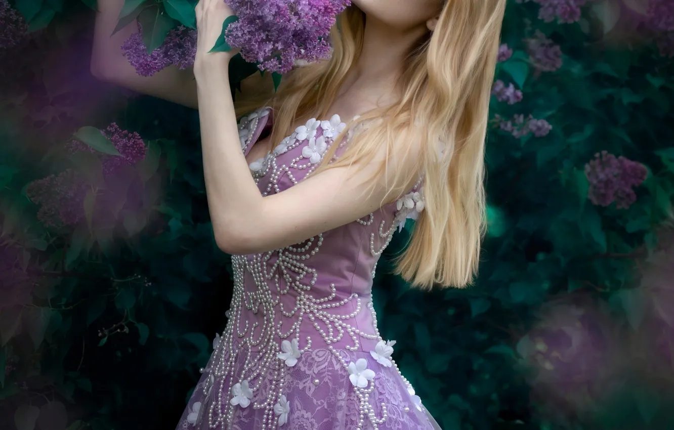 Фото обои девушка, фотосессия, сирень, Евгения Фёдорова