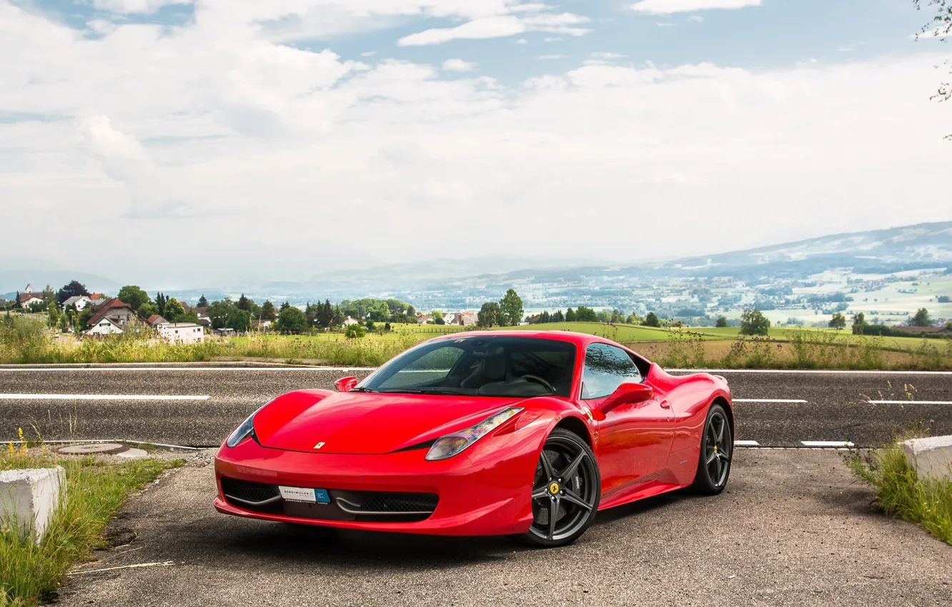 Фото обои Ferrari, red, 458, Italia