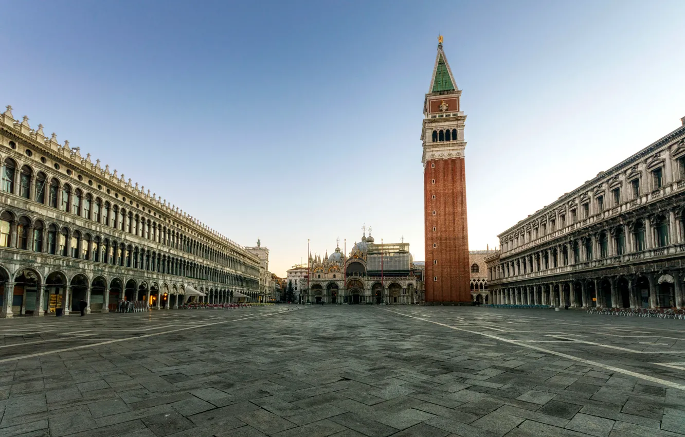 Фото обои Италия, Венеция, кампанила, собор Святого Марка, площадь Святого Марка