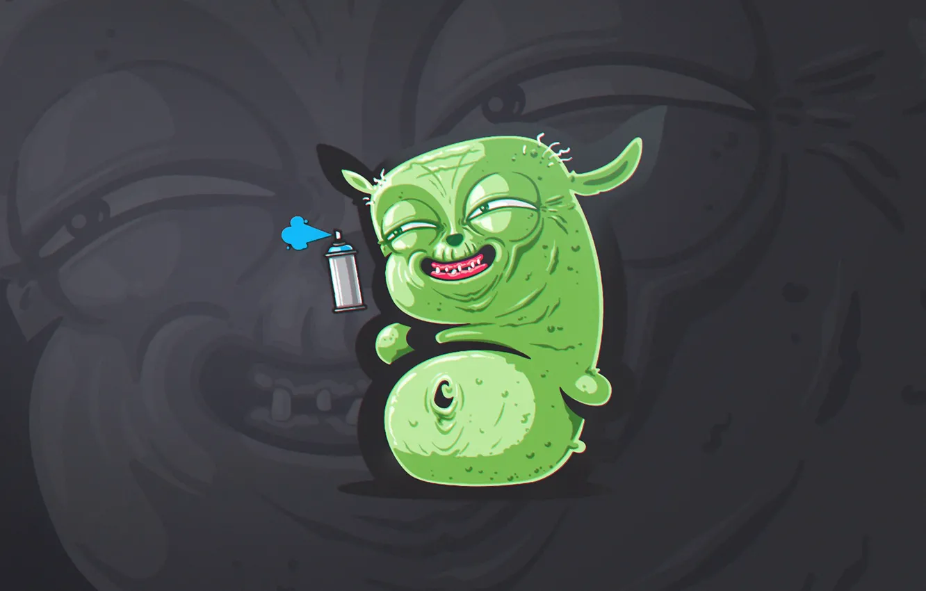 Фото обои граффити, смех, wars, yoda, sticker, trollface, троль
