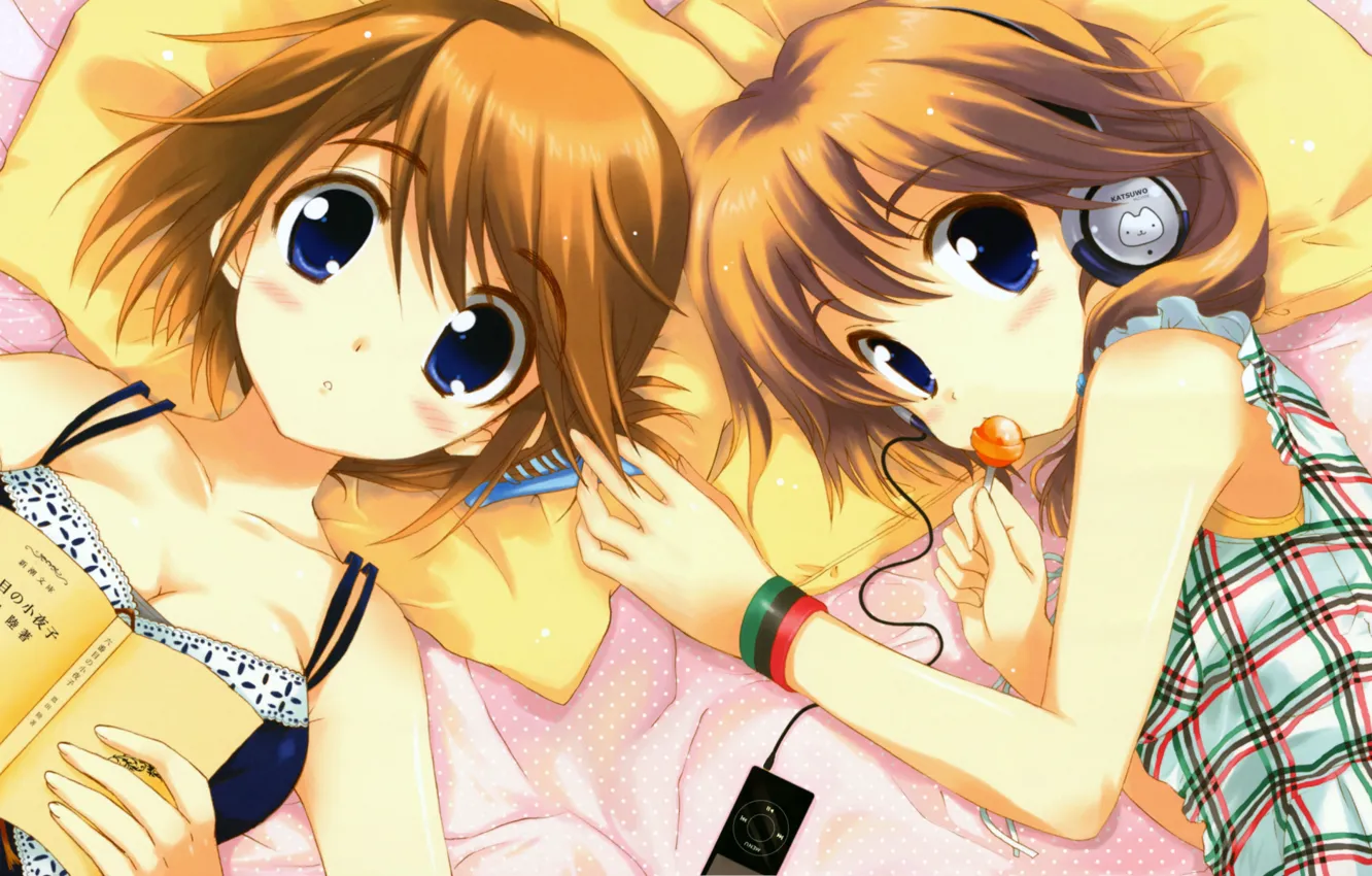 Фото обои девочки, аниме, конфетка, чупа-чупс, To Heart 2