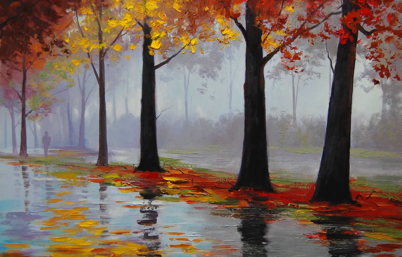 Фото обои рисунок, арт, artsaus, autumn rain