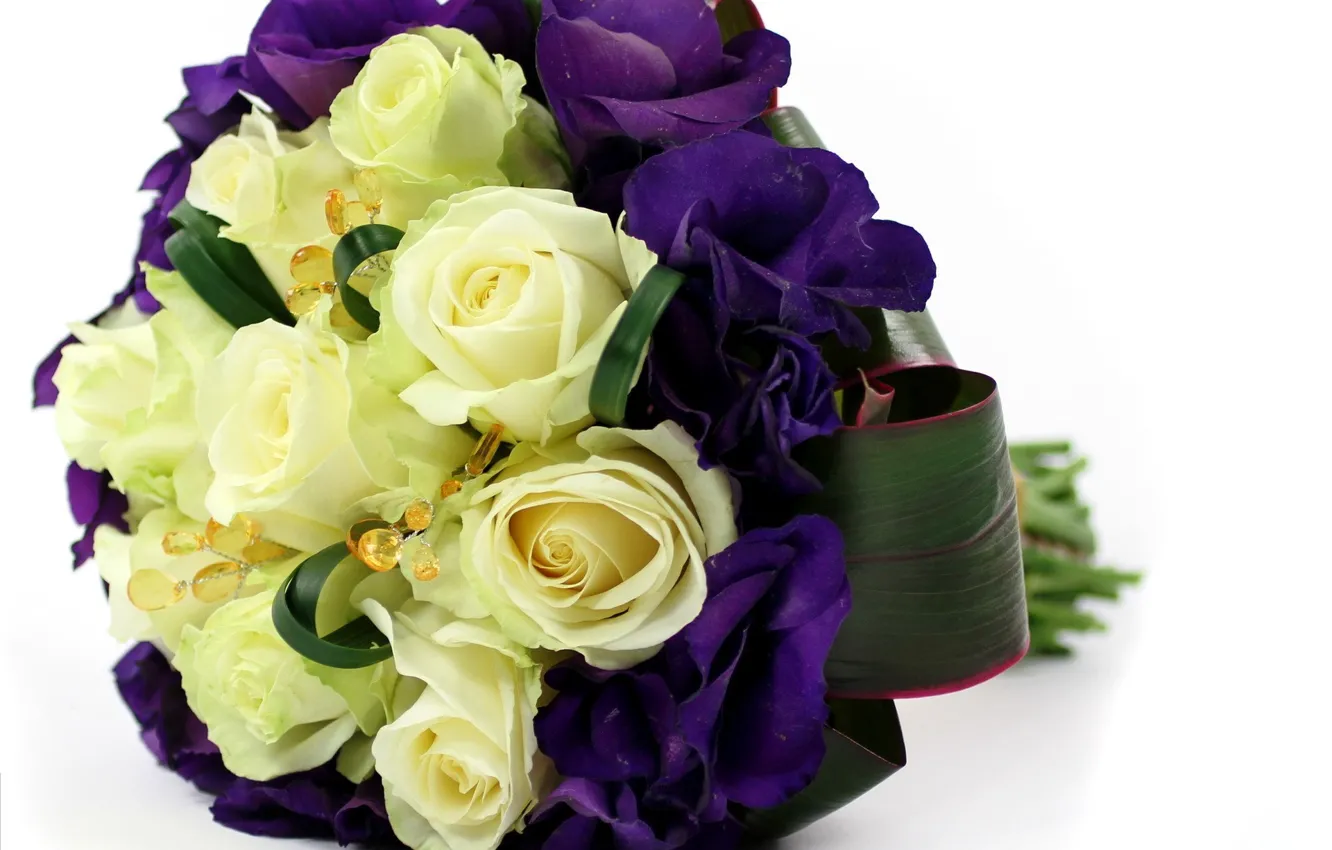 Фото обои цветы, розы, букет, желтые, фиолетовые, композиция