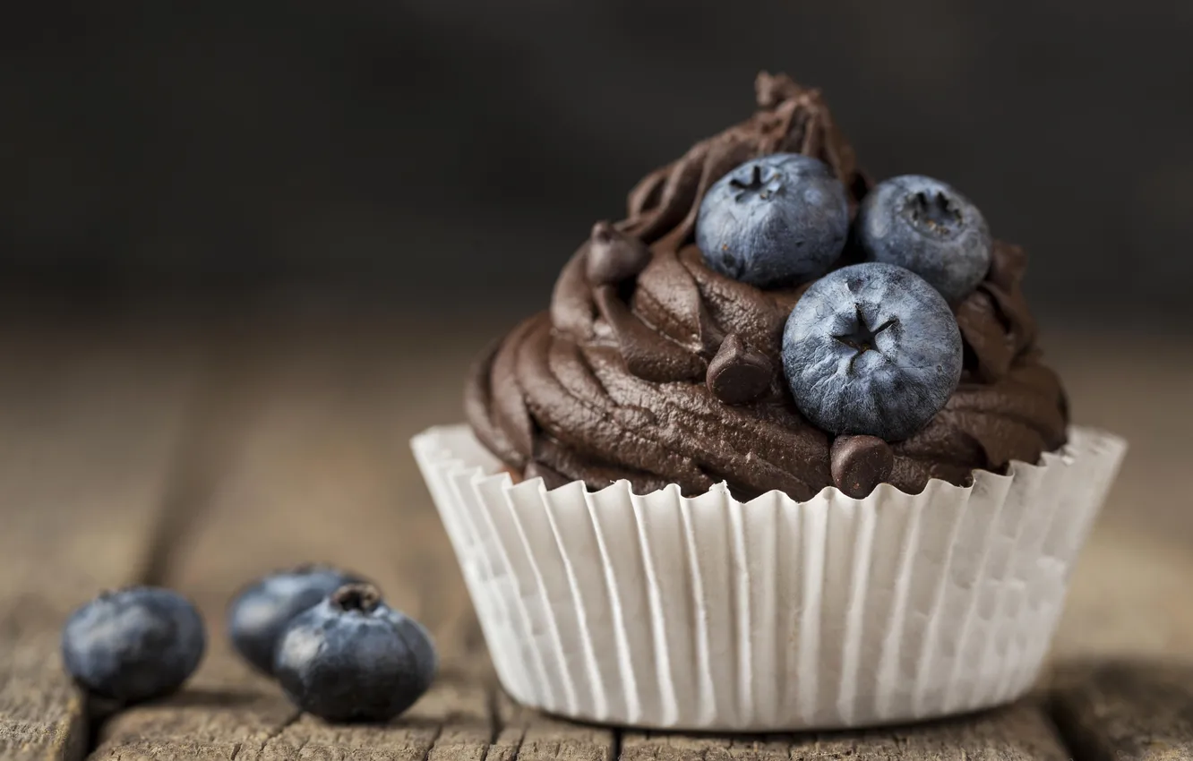 Фото обои cupcake, blueberries, tasty