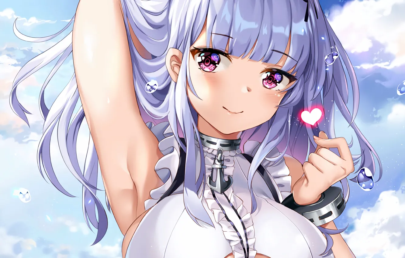 Фото обои girl, sexy, cleavage, long hair, dress, boobs, anime, beautiful