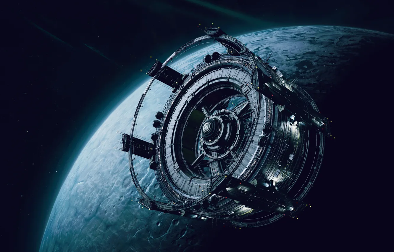 Фото обои space, космическая станция, simulation, тиккун, самоподобное пространство, градостроительный симулятор, Romulus, vohle