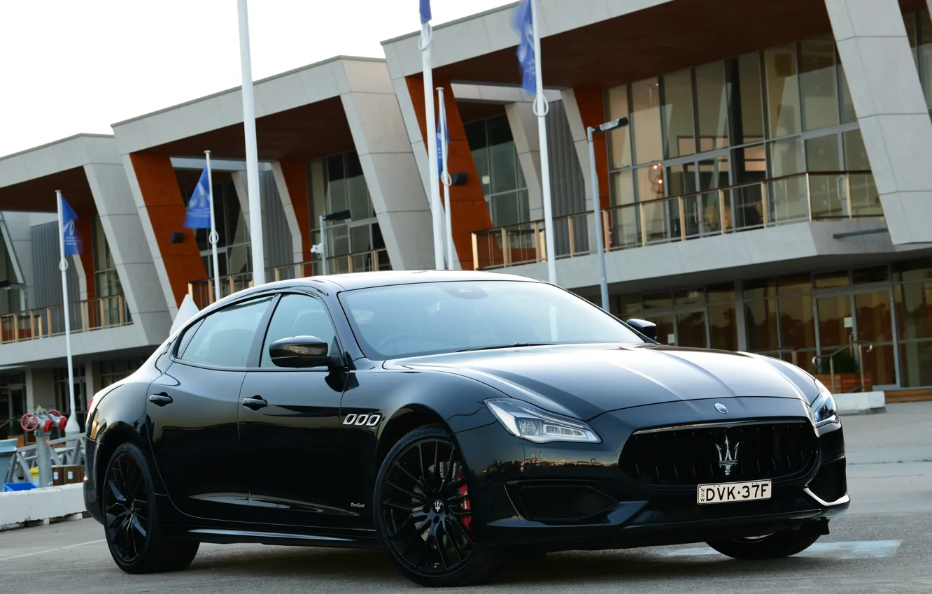 Фото обои Maserati, Quattroporte, вечер, 2018, GTS, AU-spec, GranSport, Nerissimo Edition