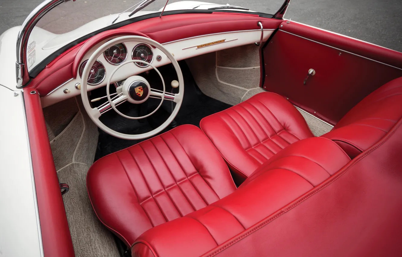 Фото обои Porsche, 1956, 356, car interior, Porsche 356A 1600 Speedster