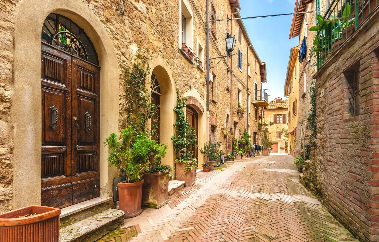 Фото обои город, улица, Италия, Tuscany, Siena, Val d'Orcia